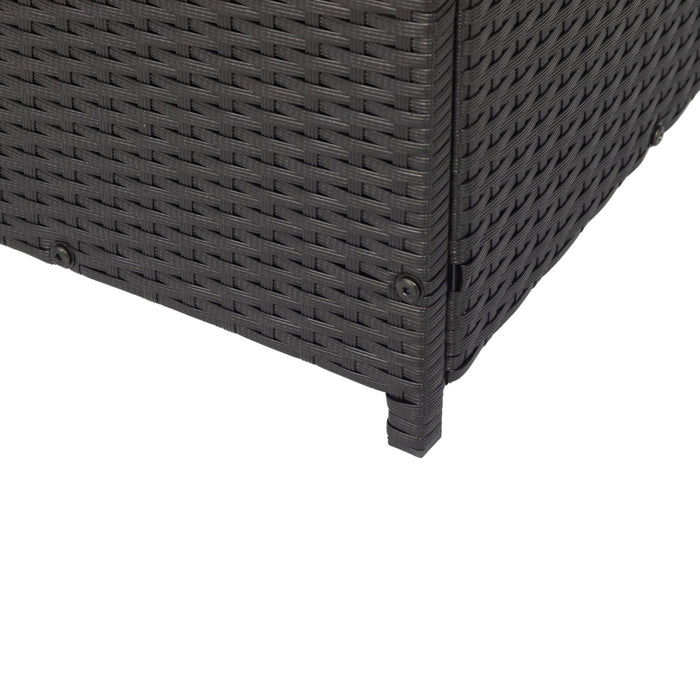 Outdoor 113 Gallon Black Rattan WickerStorage Wicker Lid