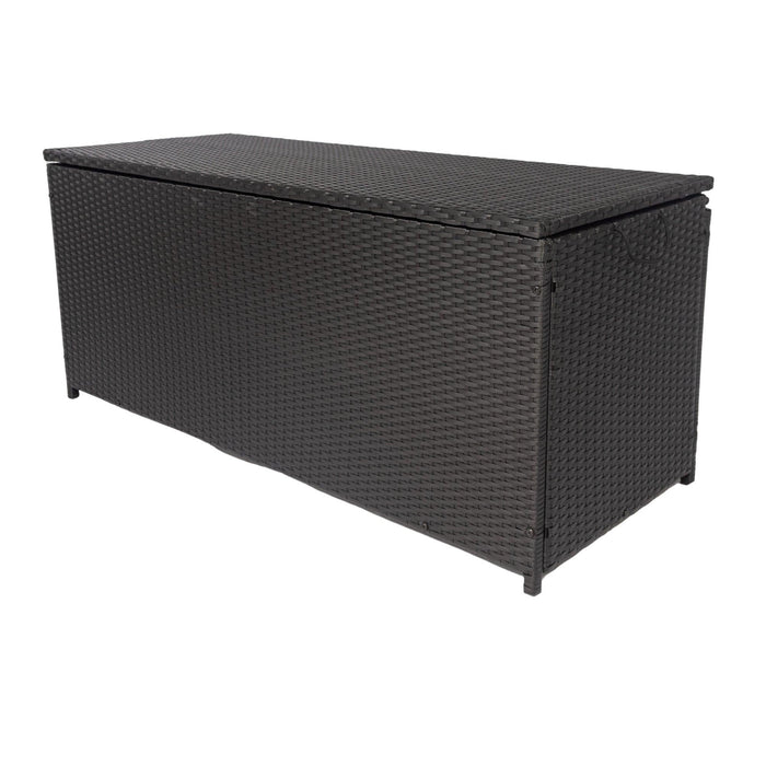 Outdoor 113 Gallon Black Rattan WickerStorage Wicker Lid