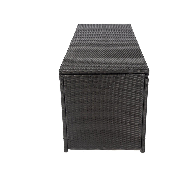 Outdoor 113 Gallon Black Rattan WickerStorage Wicker Lid