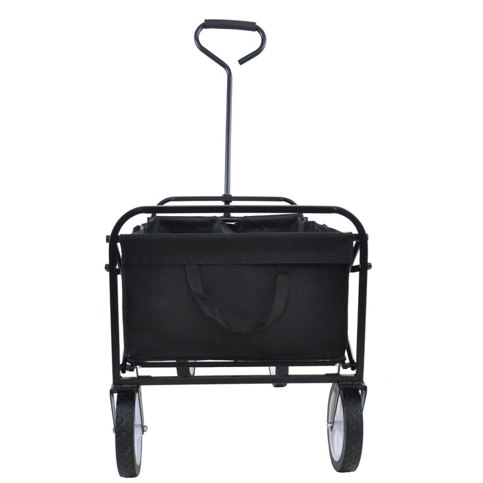 Black Folding Utility Wagon Shopping Beach Cart