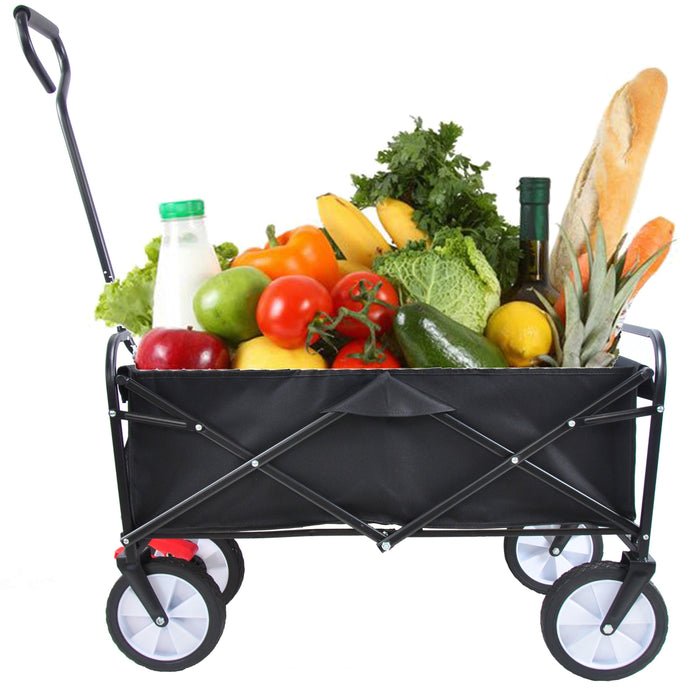 Black Folding Utility Wagon Shopping Beach Cart