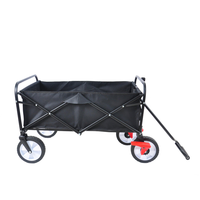 Black Folding Utility Wagon Shopping Beach Cart