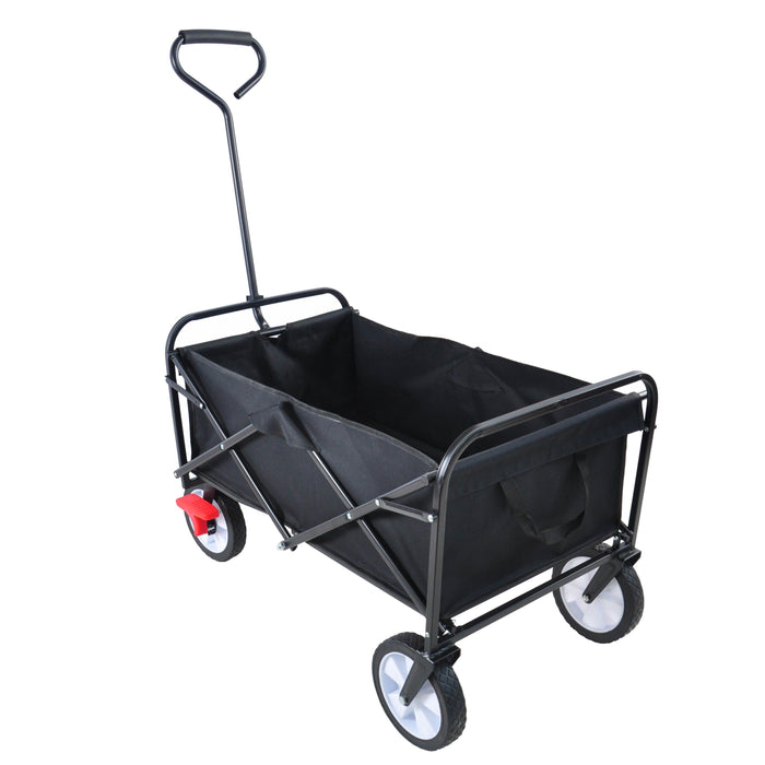 Black Folding Utility Wagon Shopping Beach Cart