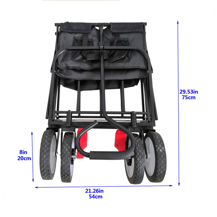 Black Folding Utility Wagon Shopping Beach Cart