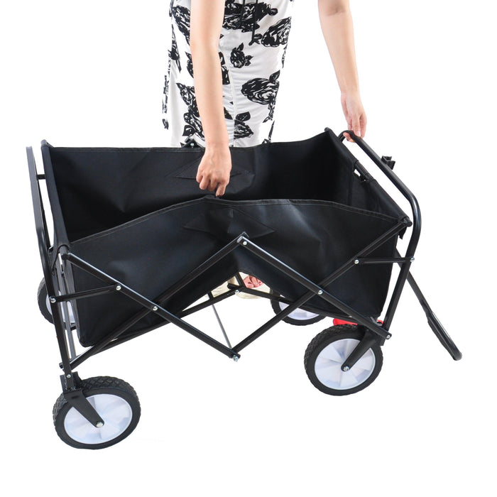 Black Folding Utility Wagon Shopping Beach Cart