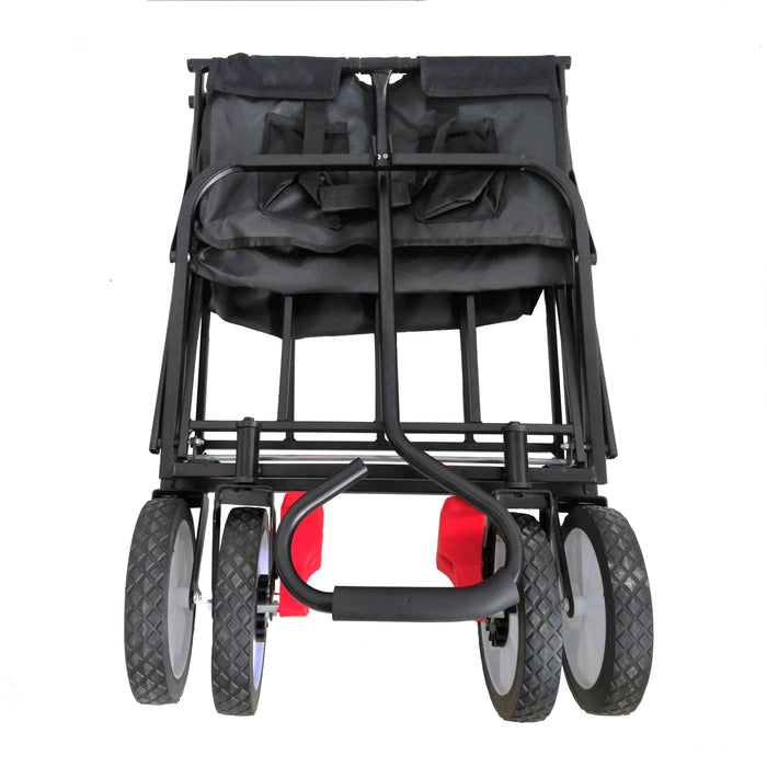 Black Folding Utility Wagon Shopping Beach Cart