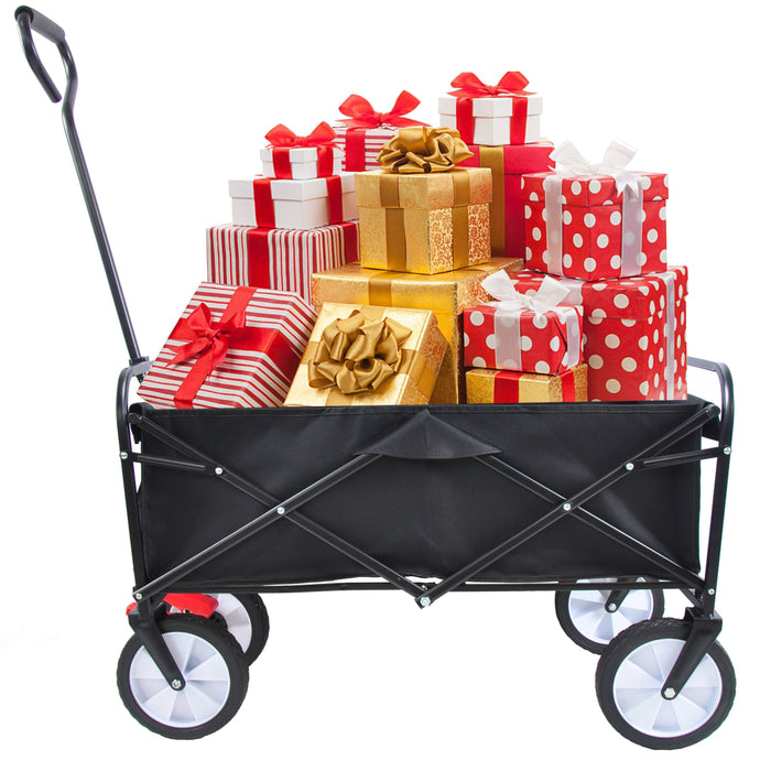 Black Folding Utility Wagon Shopping Beach Cart