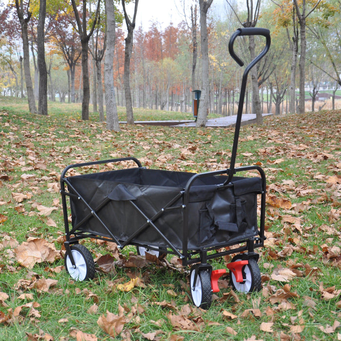 Black Folding Utility Wagon Shopping Beach Cart