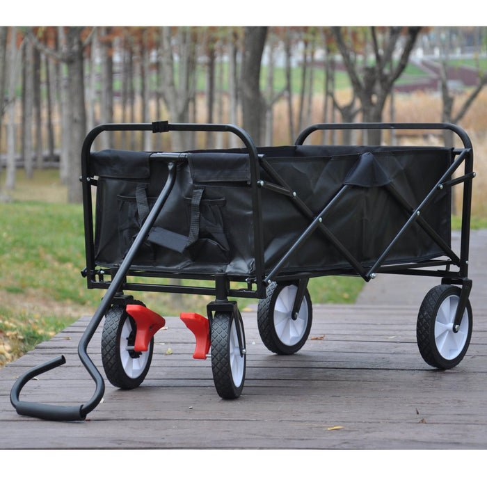 Black Folding Utility Wagon Shopping Beach Cart