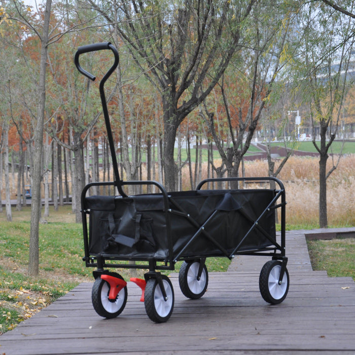 Black Folding Utility Wagon Shopping Beach Cart