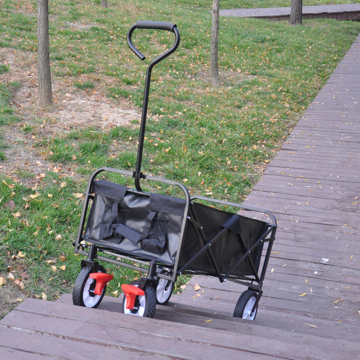 Black Folding Utility Wagon Shopping Beach Cart