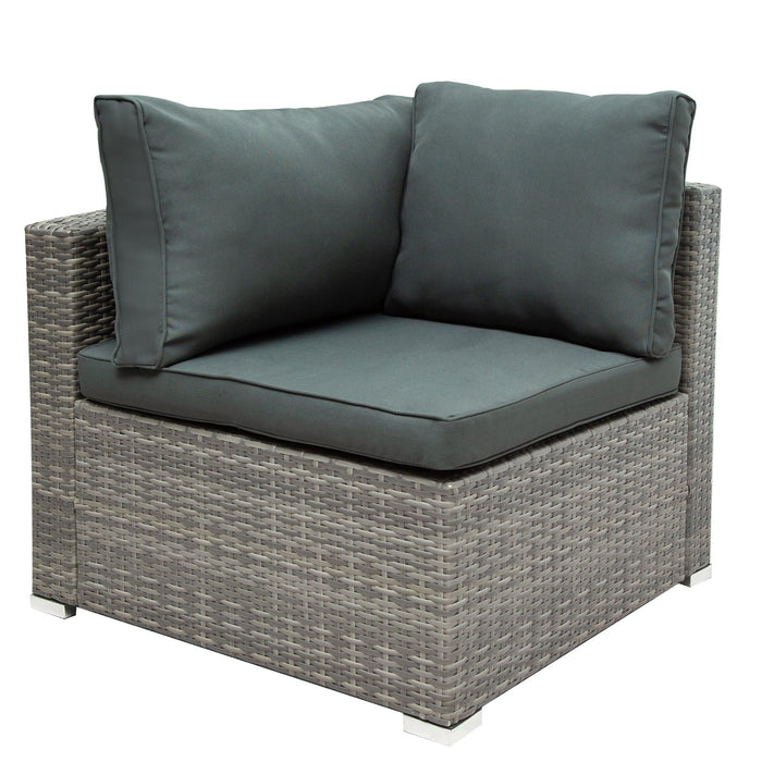 7 PCS Outdoor Patio Arrangeable Wicker Rattan Furniture Sets with Table,Storage Box, and Gray Cushion