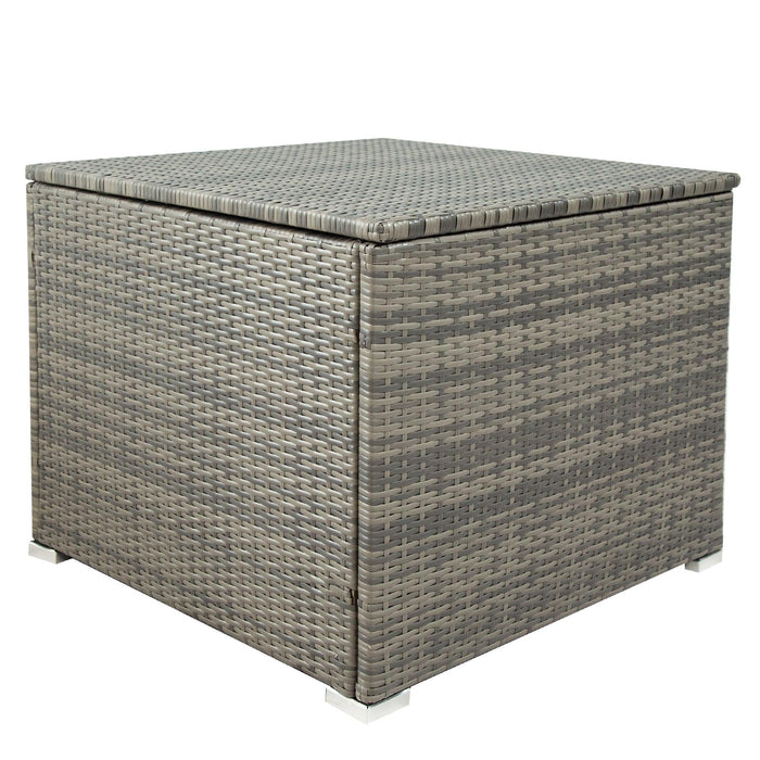 7 PCS Outdoor Patio Arrangeable Wicker Rattan Furniture Sets with Table,Storage Box, and Gray Cushion