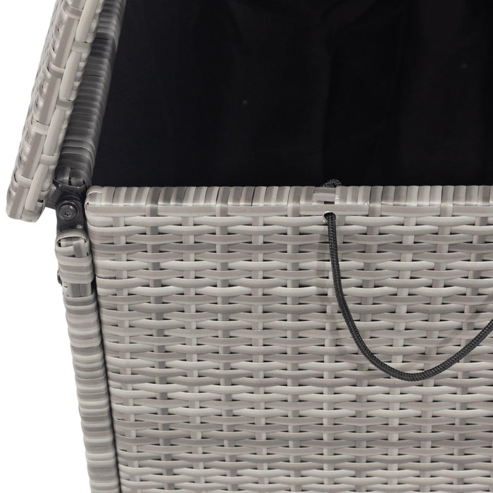 Outdoor 113 Gallon Gray Rattan WickerStorage Wicker Lid