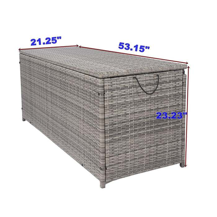 Outdoor 113 Gallon Gray Rattan WickerStorage Wicker Lid