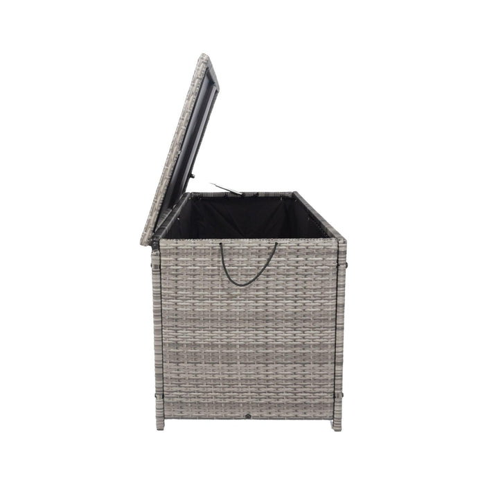 Outdoor 113 Gallon Gray Rattan WickerStorage Wicker Lid