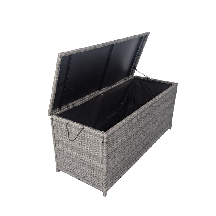 Outdoor 113 Gallon Gray Rattan WickerStorage Wicker Lid