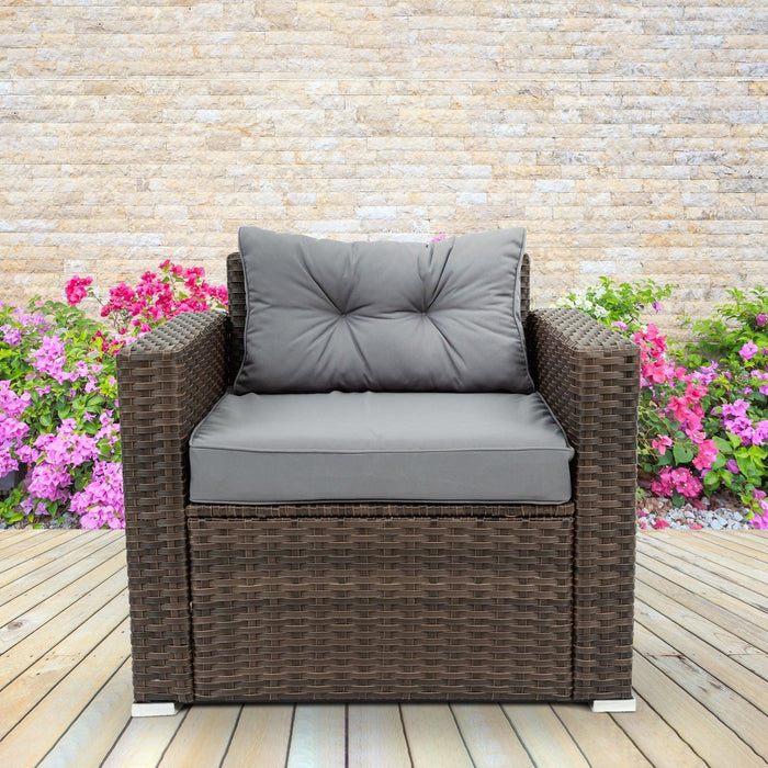 6 PCS Outdoor Patio Rattan Wicker Arrangeable Sofa Set with Removeable Cushions and Temper Glass Table Top