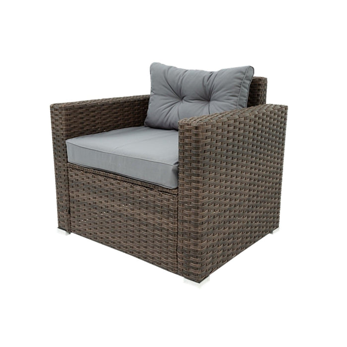 6 PCS Outdoor Patio Rattan Wicker Arrangeable Sofa Set with Removeable Cushions and Temper Glass Table Top