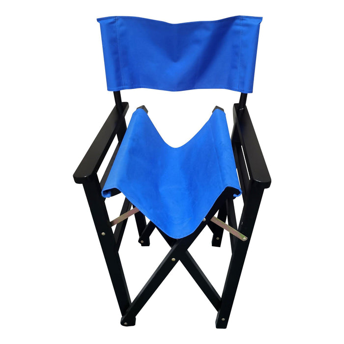 2 PCS Canvas Folding Black Wooden Chair - Blue