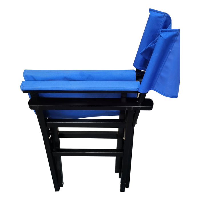 2 PCS Canvas Folding Black Wooden Chair - Blue