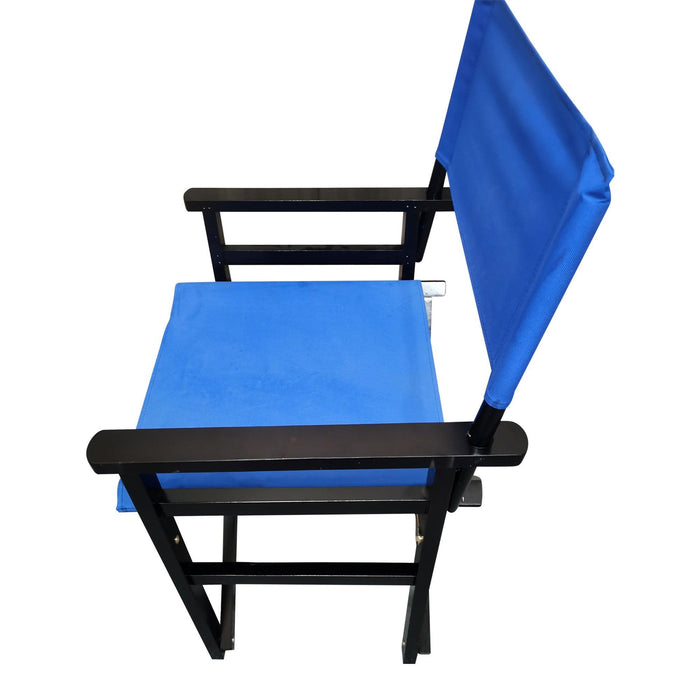 2 PCS Canvas Folding Black Wooden Chair - Blue