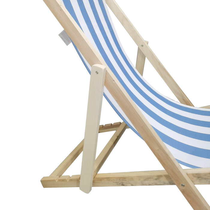 Blue Stripe Folding Beach Chaise Lounge Chair