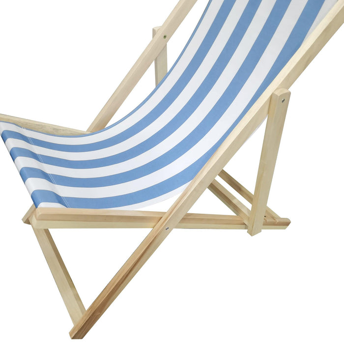 Blue Stripe Folding Beach Chaise Lounge Chair