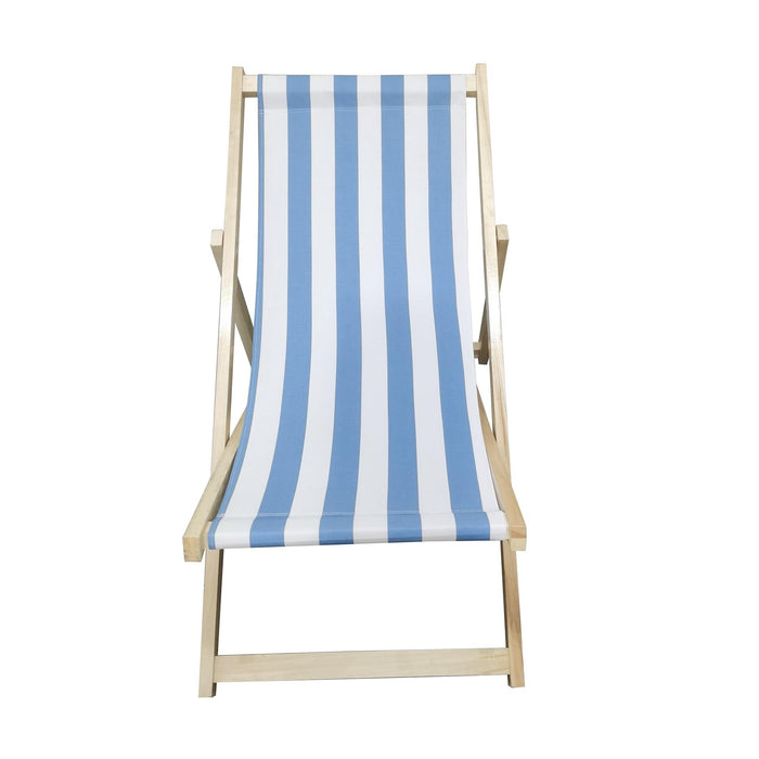 Blue Stripe Folding Beach Chaise Lounge Chair