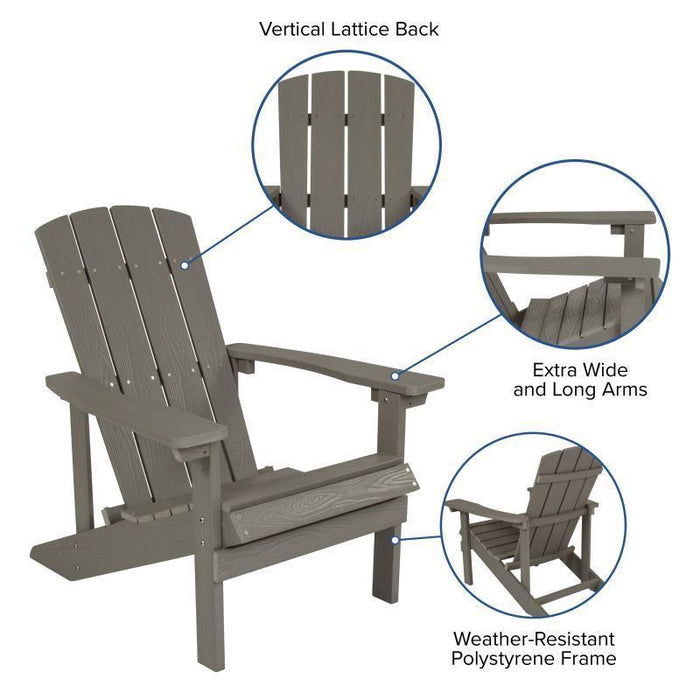 Charlestown All-Weather Poly Resin Wood Adirondack Chair in Gray