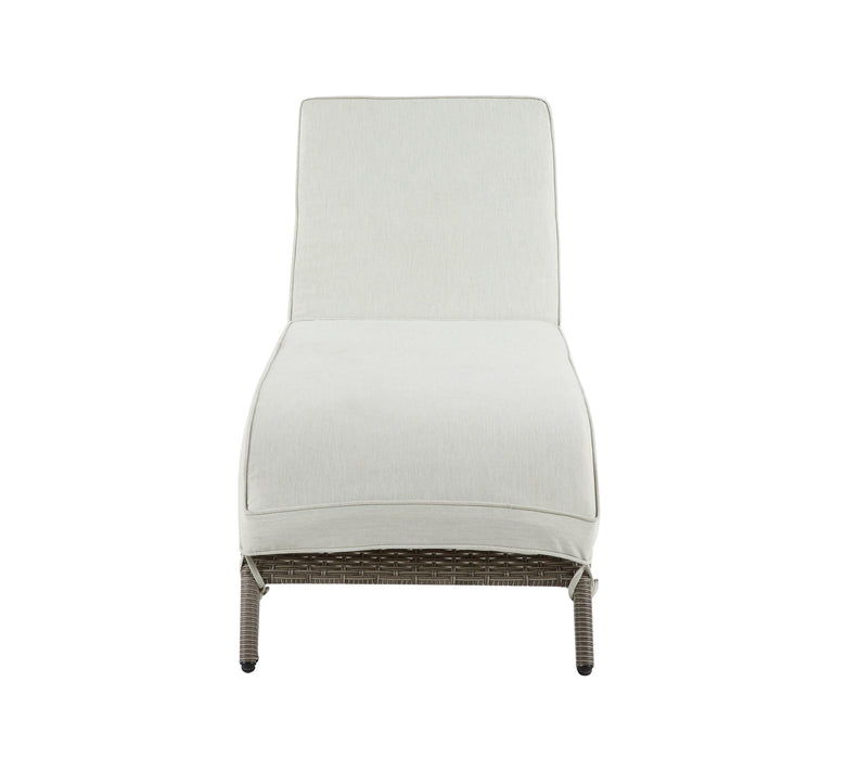 ACME Salena Patio Sun Lounge in Beige Fabric and Gray Finish