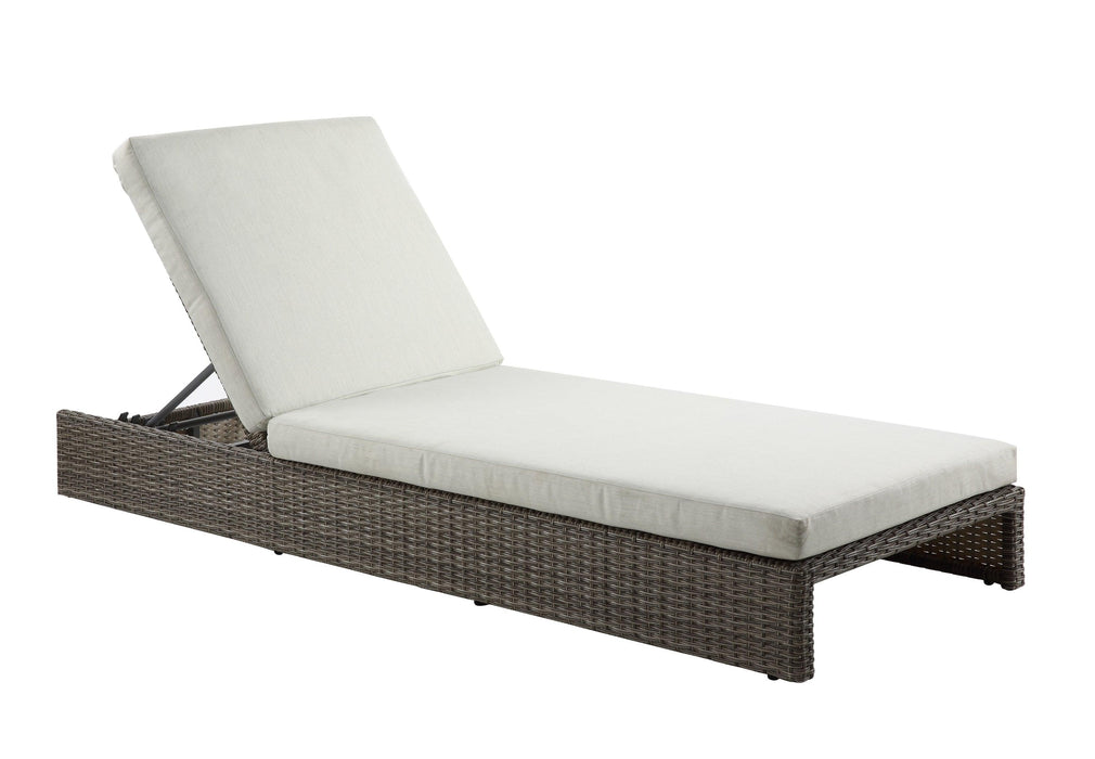 ACME Salena Patio Sun Lounge in Beige Fabric and Gray Finish