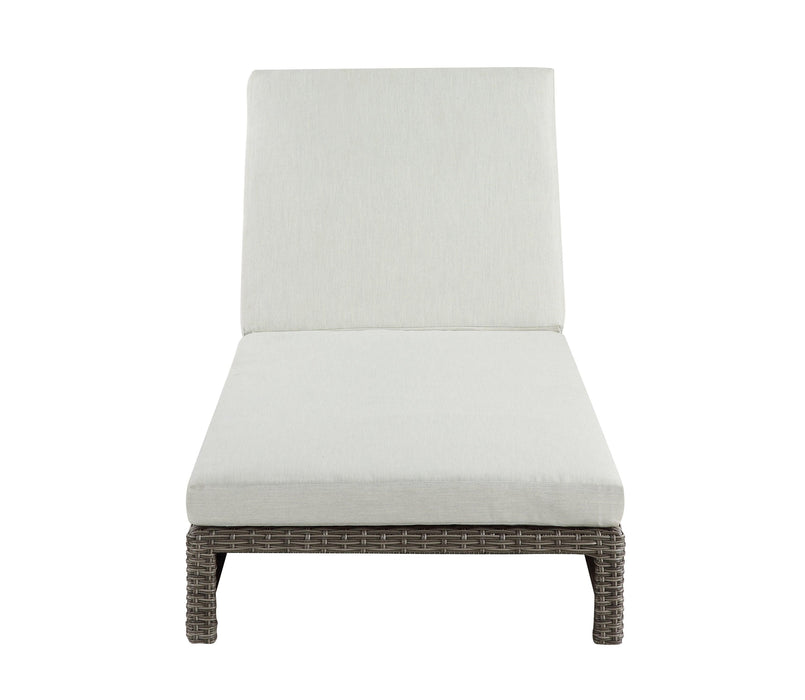 ACME Salena Patio Sun Lounge in Beige Fabric and Gray Finish