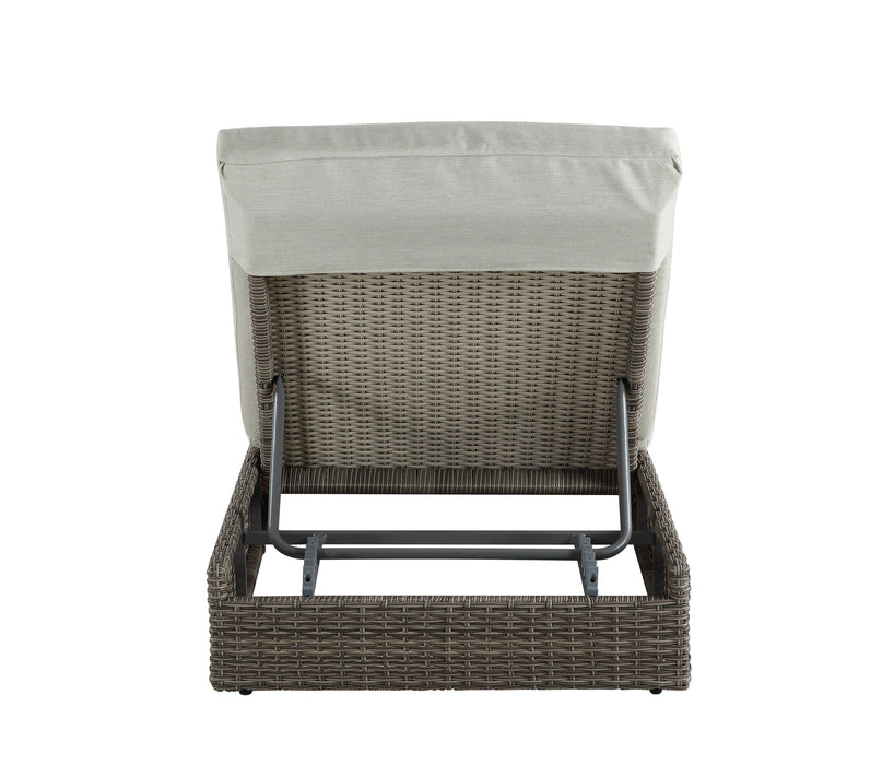 ACME Salena Patio Sun Lounge in Beige Fabric and Gray Finish