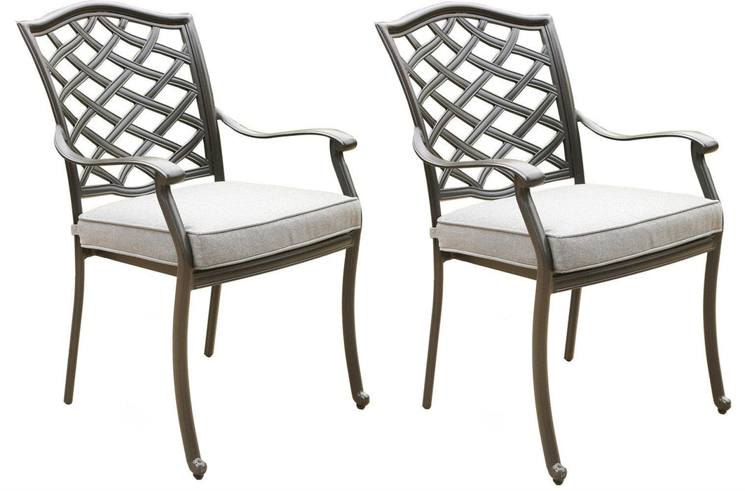 2 PCS Outdoor Patio Aluminum Dining Arm Chair With Cushion - Cast Slate