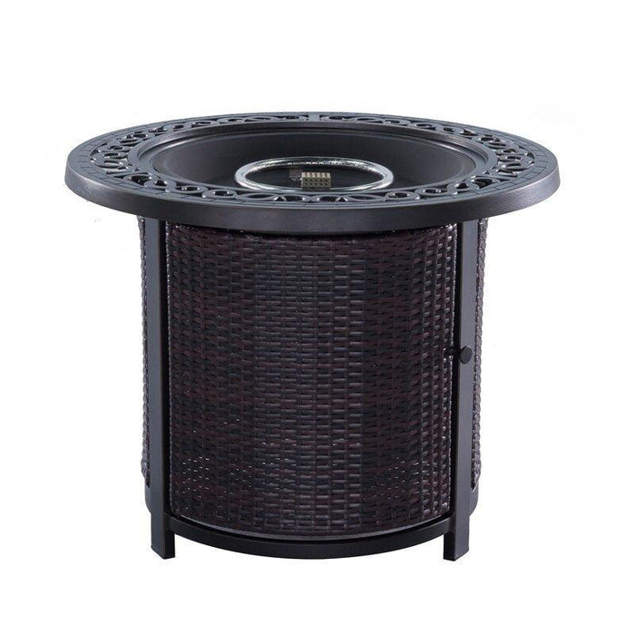 Round Firepit Table with Wicker Base