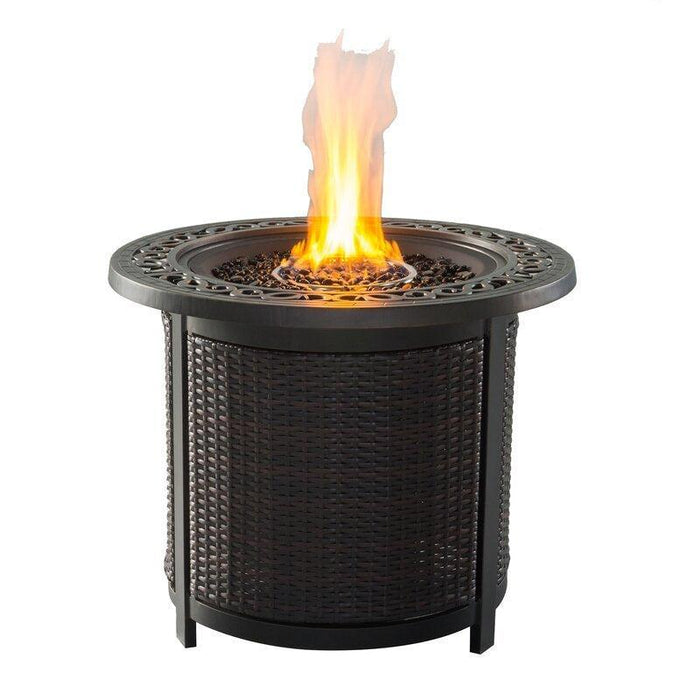 Round Firepit Table with Wicker Base