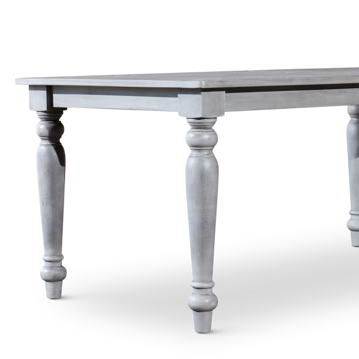 Silver Gray Finish Rectangular Dining Table with Turned Leg Detailing