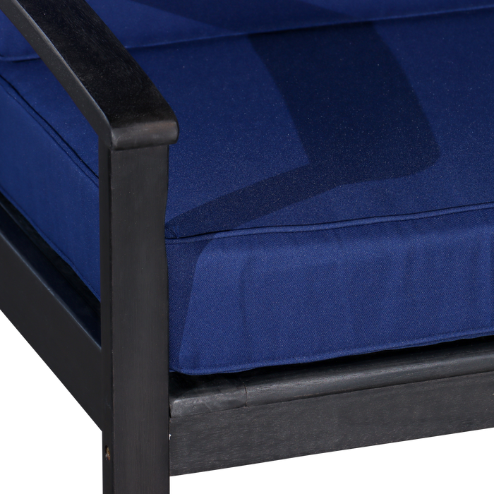 Deep Seat Eucalyptus Chair - Espresso Finish - Navy Cushions