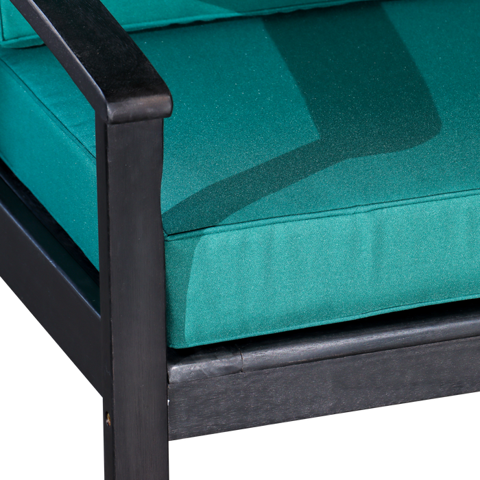 Deep Seat Eucalyptus Chair -  Espresso Finish -  Dark Green Cushions