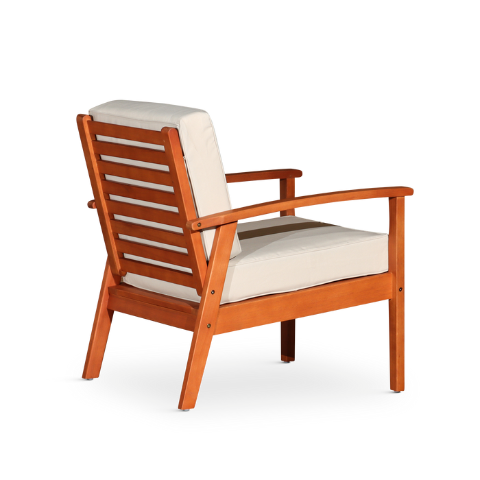 Deep Seat Eucalyptus Chair -  Natural Oil Finish -  Cream Cushions