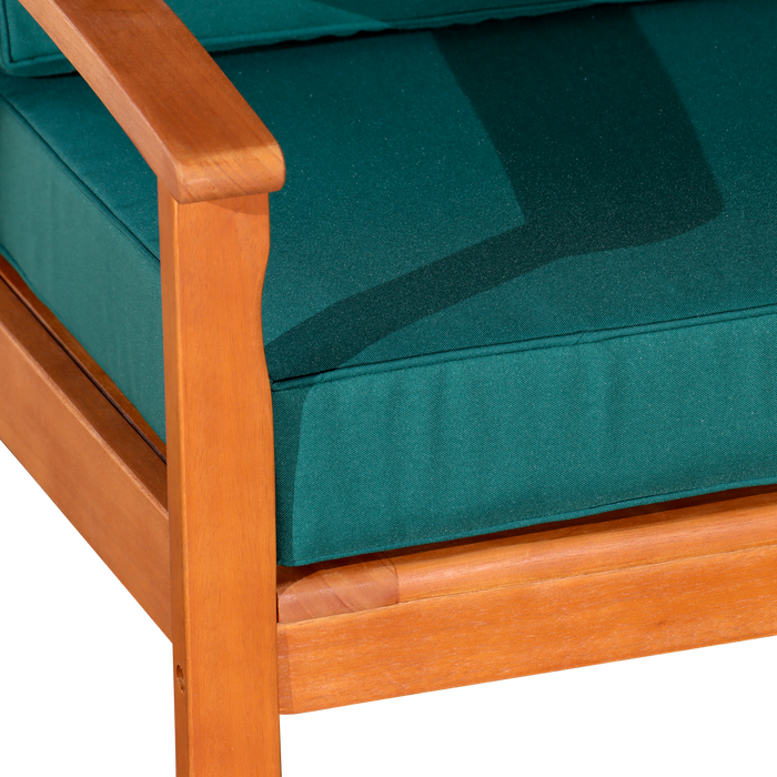 Deep Seat Eucalyptus Chair -  Natural Oil Finish -  Dark Green Cushions