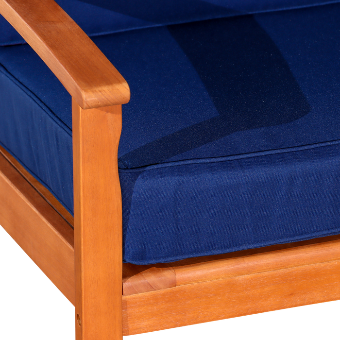 Deep Seat Eucalyptus Chair -  Natural Oil Finish -  Navy Cushions