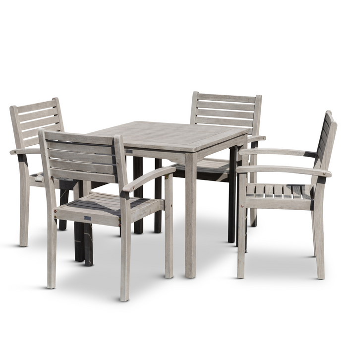 5 PCS Eucalyptus Dining Set - Driftwood Gray Finish