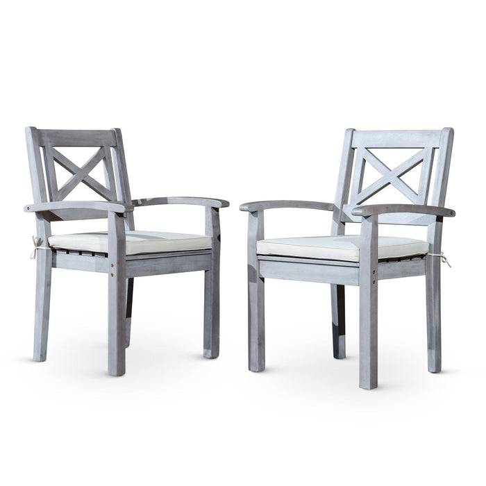 2 PCS Silver Gray Finish X-back Styling Dining Chairs