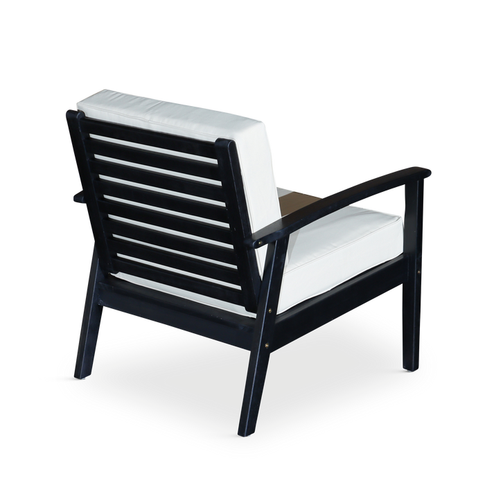 Deep Seat Eucalyptus Chair - Espresso Finish - Navy Cushions