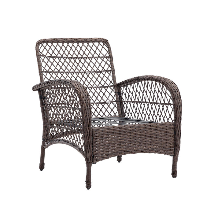 4 PCS Outdoor FurnitureModern Wicker Rattan Seating Set with Navy Cushion