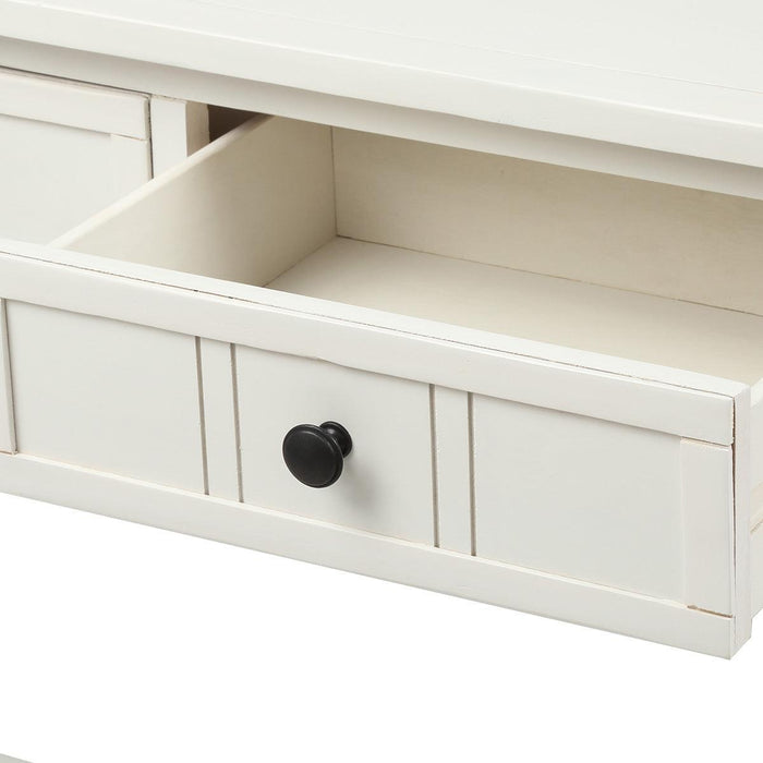 Daisy Series Console Table Traditional Design with Two Drawers and Bottom Shelf (Ivory White)