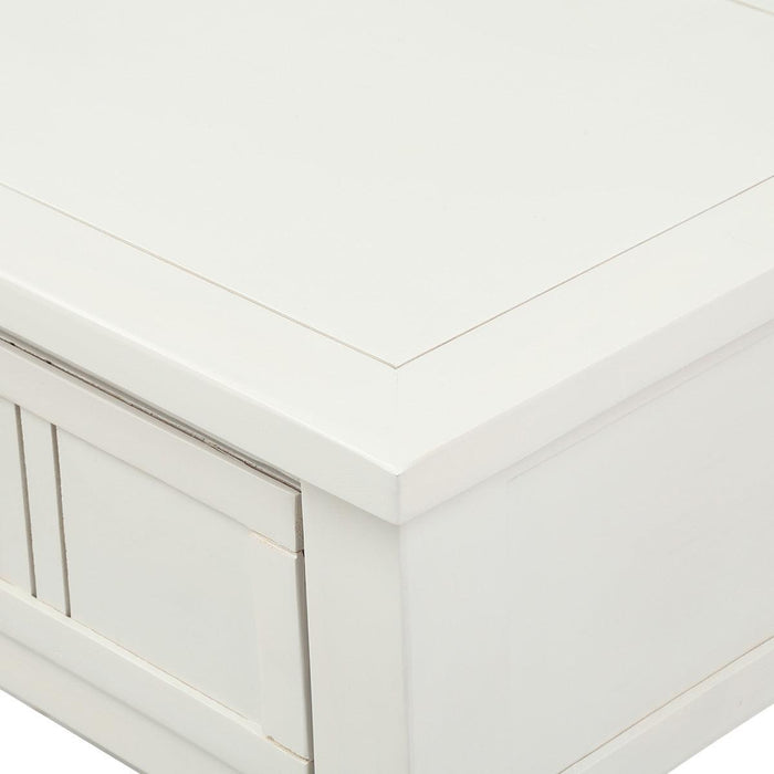 Daisy Series Console Table Traditional Design with Two Drawers and Bottom Shelf (Ivory White)