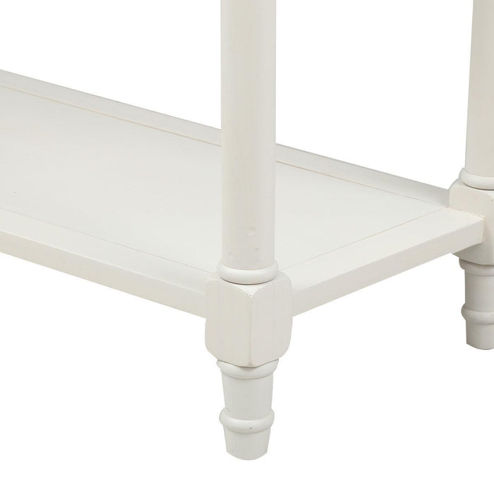 Daisy Series Console Table Traditional Design with Two Drawers and Bottom Shelf (Ivory White)